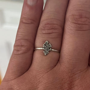 Oak Leaf Stacking Ring | Dainty Forest Acorn Jewelry | Minimalist Nature Ring for Woodland & Cottagecore Lovers | Autumn Fall Style Ring