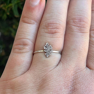 Oak Leaf Stacking Ring | Dainty Forest Acorn Jewelry | Minimalist Nature Ring for Woodland & Cottagecore Lovers | Autumn Fall Style Ring