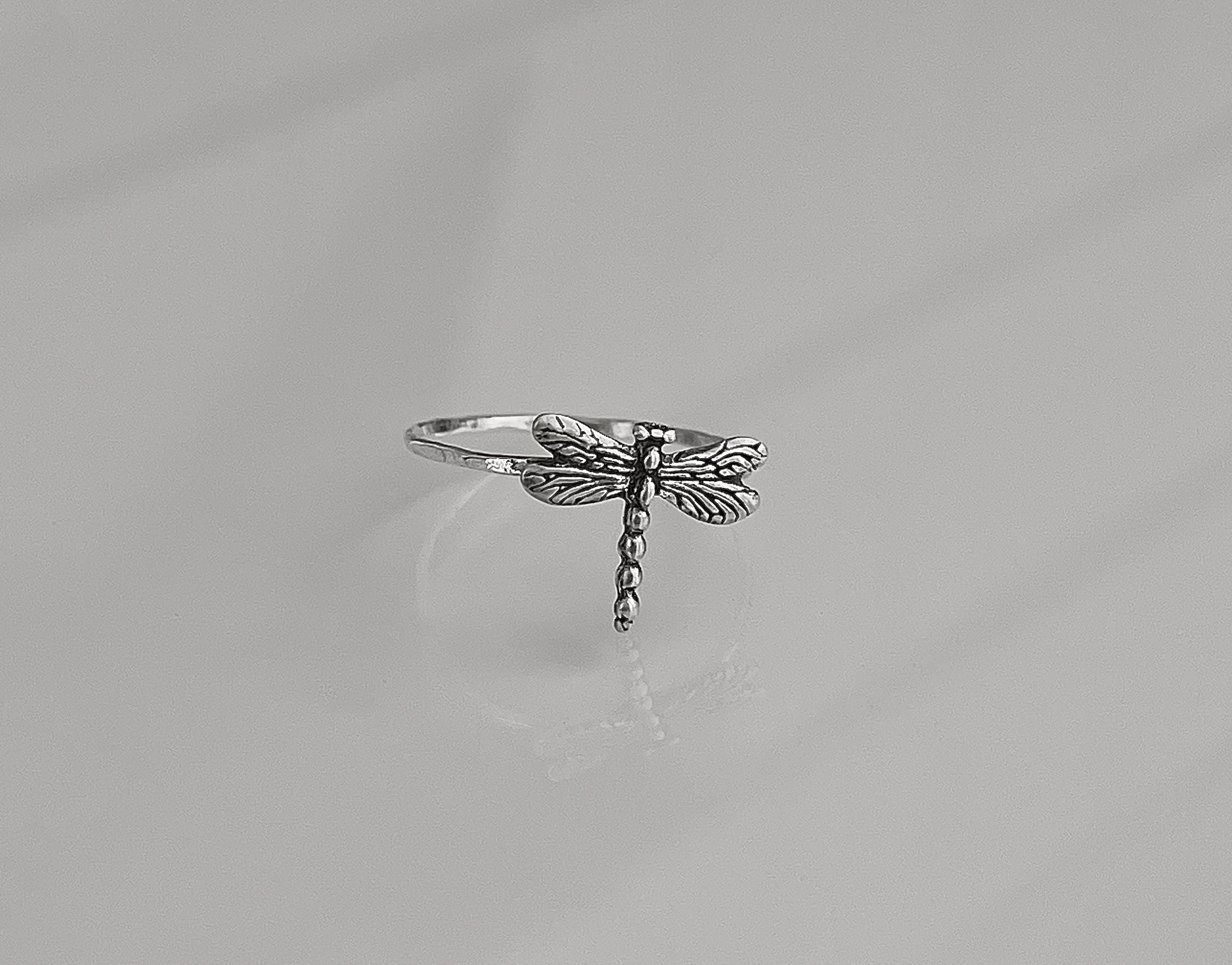Dragonfly Stacking Ring | Dainty Insect Nature Jewelry | Minimalist Summer Ring for Cottagecore & Garden Lovers | Symbol of Change Ring