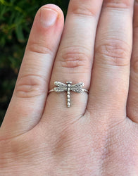 Dragonfly Stacking Ring | Dainty Insect Nature Jewelry | Minimalist Summer Ring for Cottagecore & Garden Lovers | Symbol of Change Ring
