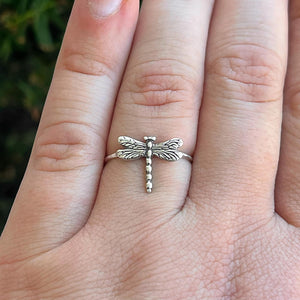 Dragonfly Stacking Ring | Dainty Insect Nature Jewelry | Minimalist Summer Ring for Cottagecore & Garden Lovers | Symbol of Change Ring