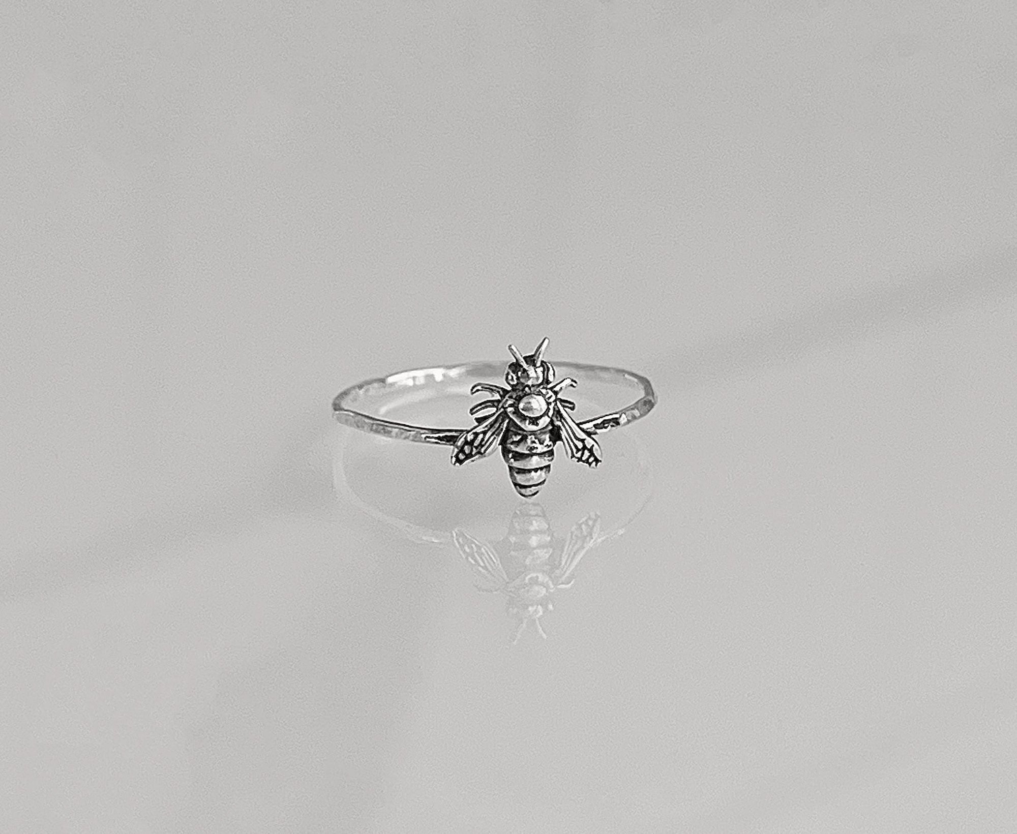 Bumblebee Stacking Ring | Dainty Bee Insect Jewelry | Minimalist Honeybee Ring for Gardeners & Cottagecore Lovers | Nature Inspired Ring
