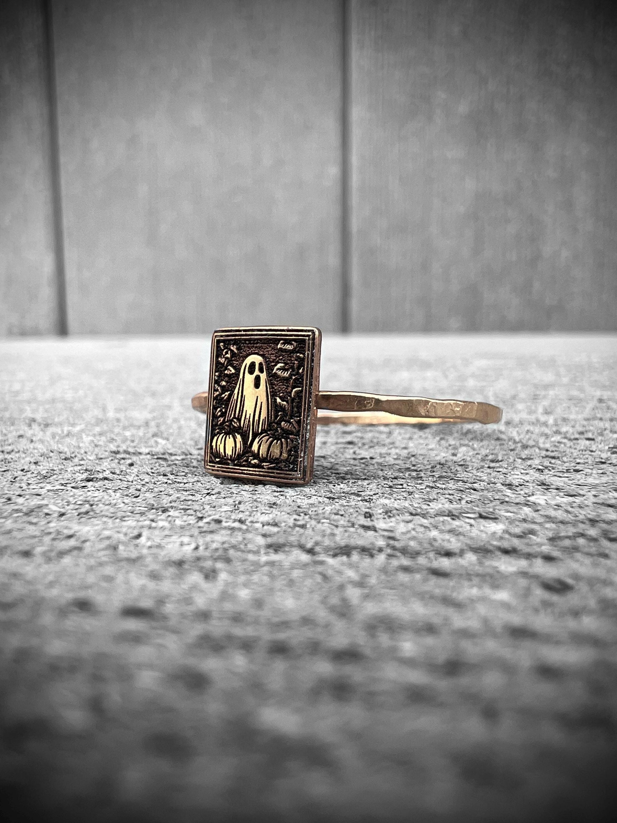Gold Vintage Halloween Ring | Cute Ghost Ring | Retro Halloween Jewelry Gift | Pumpkin Ring | Nostalgic Halloween | Trendy Halloween