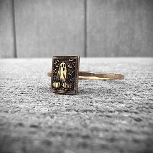 Gold Vintage Halloween Ring | Cute Ghost Ring | Retro Halloween Jewelry Gift | Pumpkin Ring | Nostalgic Halloween | Trendy Halloween