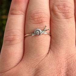 Snail Stacking Ring | Dainty Woodland Jewelry | Cottagecore Nature Ring for Gardeners & Snail Lovers | Minimalist Animal Ring | Unique Snail