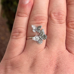 Flying Butterflies Statement Ring | Large Butterfly & Nature Jewelry | Bold Insect Ring for Lovers | Unique Symbol of Transformation Gift