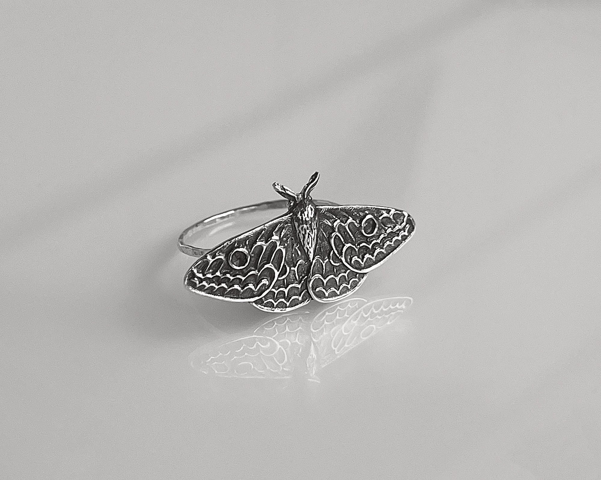 Moth Statement Ring | Bold Nature Inspired Jewelry | Large Detailed Insect Ring for Witchy Gothic Lovers | Unique Woodland Style Gift