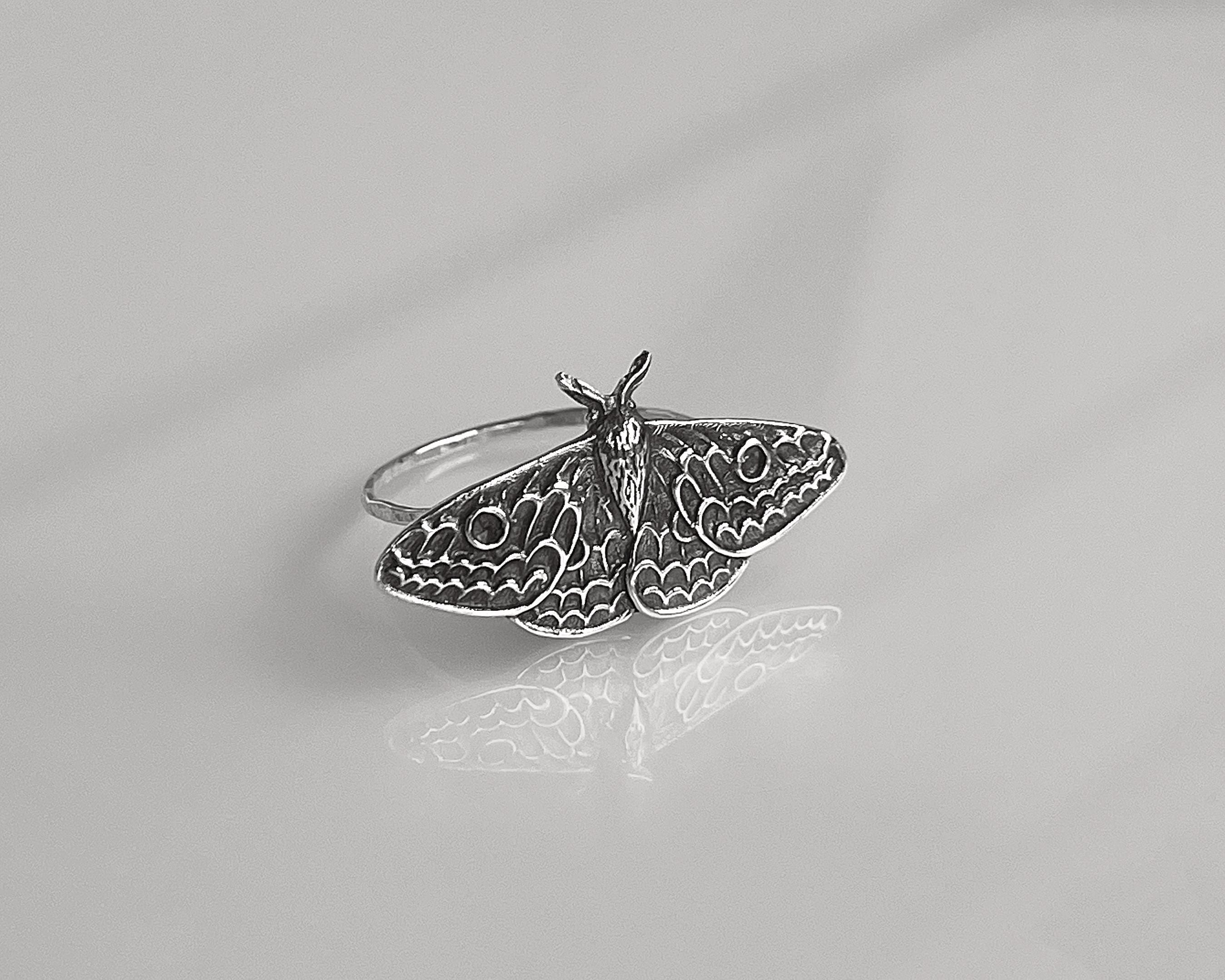 Moth Statement Ring | Bold Nature Inspired Jewelry | Large Detailed Insect Ring for Witchy Gothic Lovers | Unique Woodland Style Gift