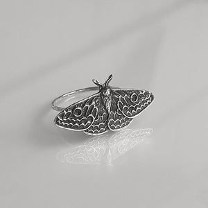 Moth Statement Ring | Bold Nature Inspired Jewelry | Large Detailed Insect Ring for Witchy Gothic Lovers | Unique Woodland Style Gift