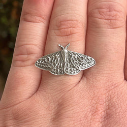 Moth Statement Ring | Bold Nature Inspired Jewelry | Large Detailed Insect Ring for Witchy Gothic Lovers | Unique Woodland Style Gift