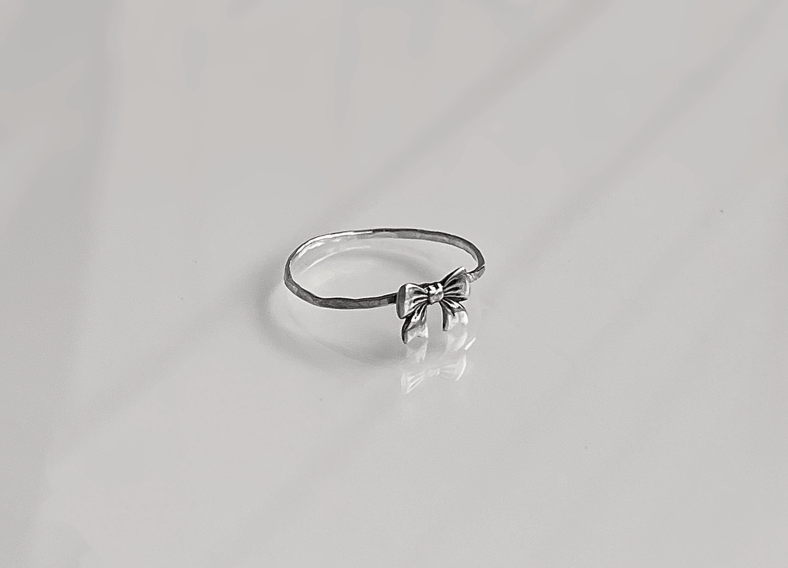 Bow Stacking Ring | Silver Dainty Ribbon Ring | Minimalist Tie the Knot Jewelry | Romantic Promise Ring for Her | Cute Bow Jewelry Gift
