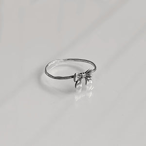 Bow Stacking Ring | Silver Dainty Ribbon Ring | Minimalist Tie the Knot Jewelry | Romantic Promise Ring for Her | Cute Bow Jewelry Gift