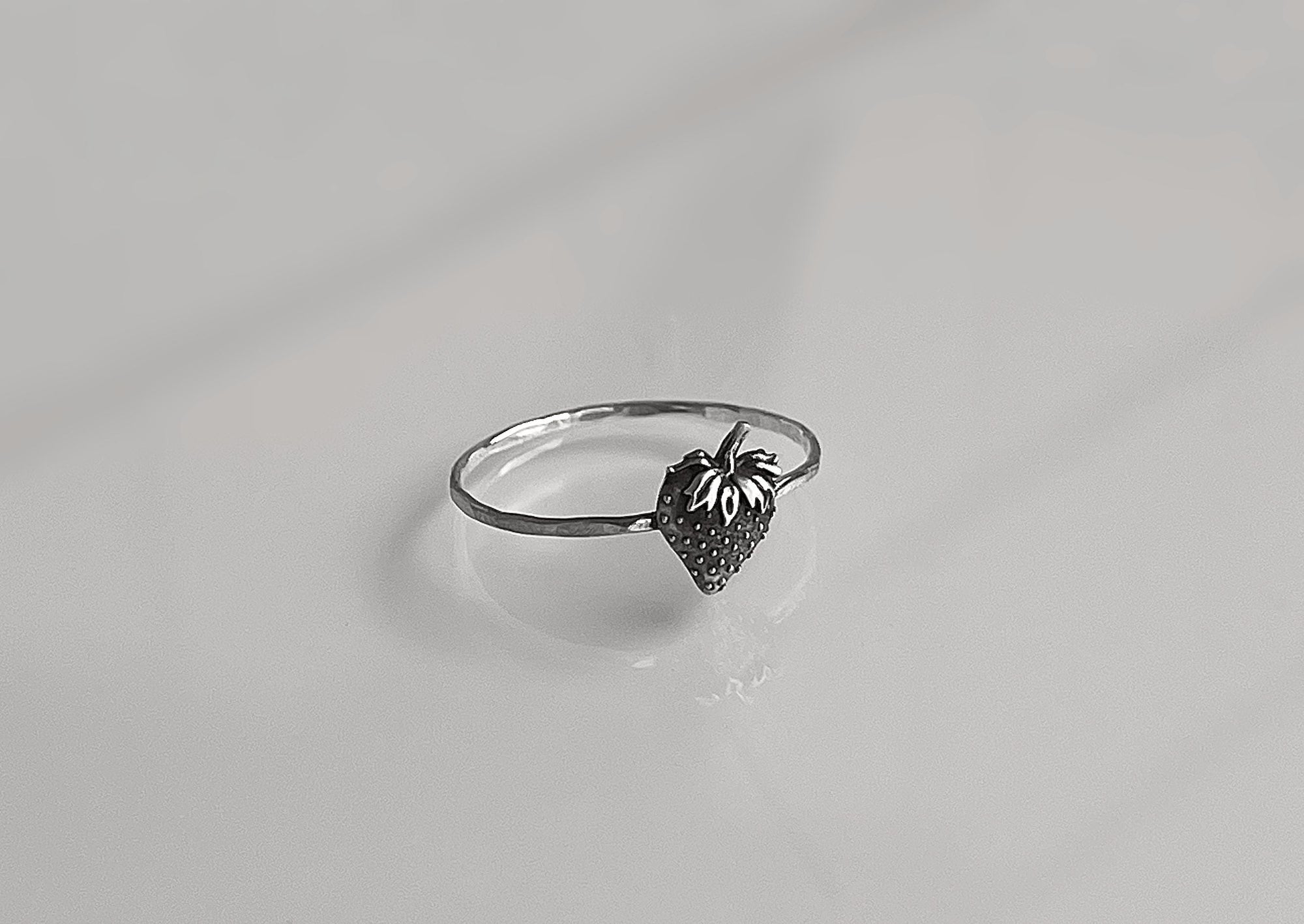 Strawberry Ring | Sterling Silver Cottagecore Jewelry | Botanical Fruit Ring for Gardeners & Nature Lovers | Whimsical Sweet Berry Jewelry