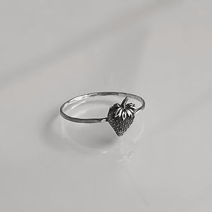 Strawberry Ring | Sterling Silver Cottagecore Jewelry | Botanical Fruit Ring for Gardeners & Nature Lovers | Whimsical Sweet Berry Jewelry