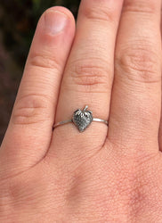 Strawberry Ring | Sterling Silver Cottagecore Jewelry | Botanical Fruit Ring for Gardeners & Nature Lovers | Whimsical Sweet Berry Jewelry