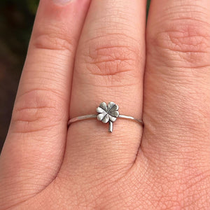 Four Leaf Clover Ring | Good Luck Charm Jewelry | Dainty Lucky Ring for Women | Cloverleaf Ring | Best Friend Minimalist Stacking Ring