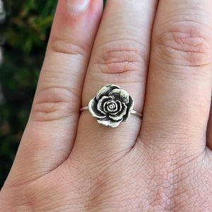Rose Ring | Detailed Rose Flower Jewelry | Minimalist Delicate Nature Ring | Romantic Promise Ring for Her, Girlfriend | Rose Jewelry Gift