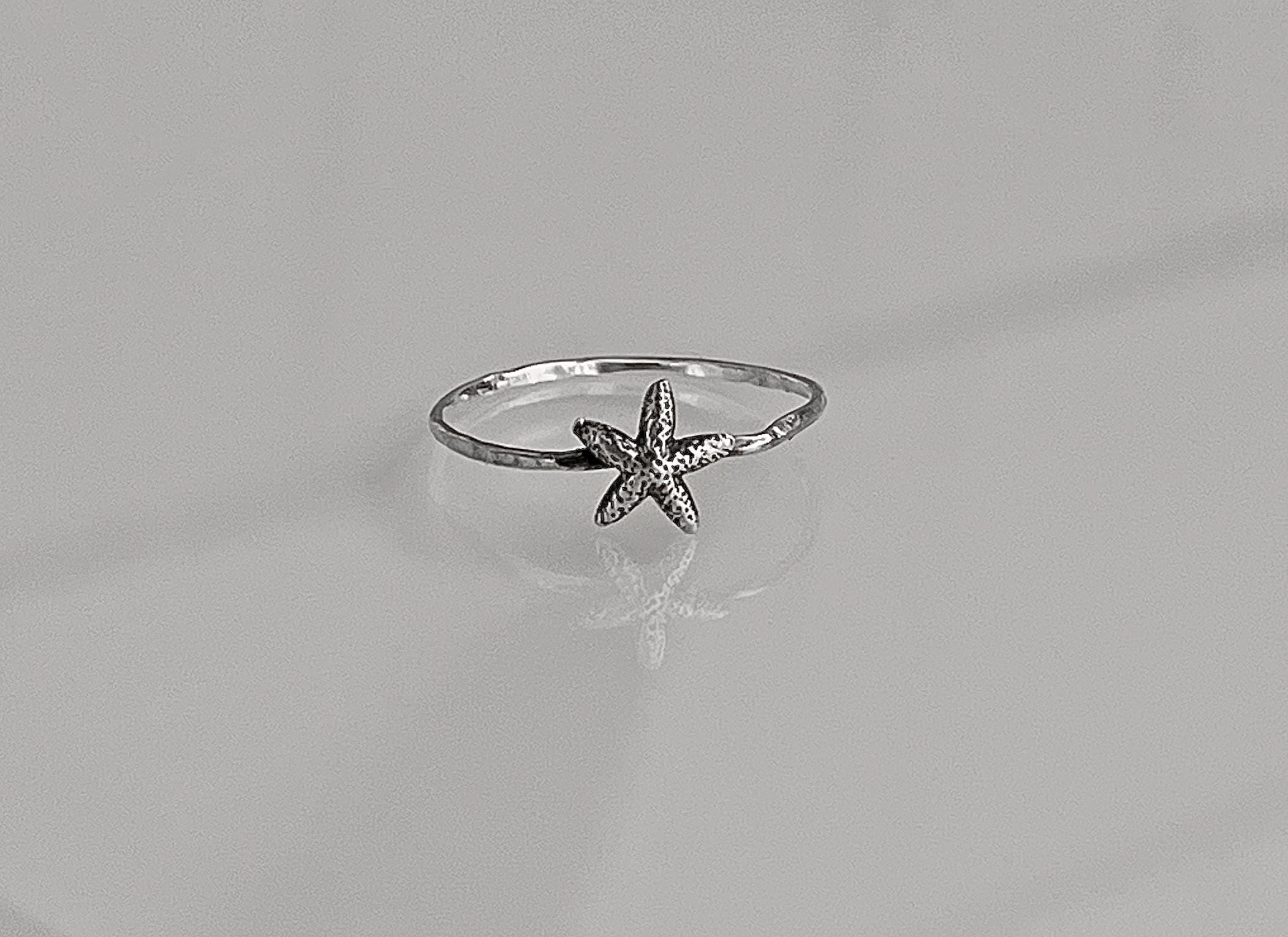 Starfish Stacking Ring | Dainty Sea Life Jewelry | Minimalist Ocean Ring for Beach Lovers | Nautical & Coastal Gift for Her | Marine Ring