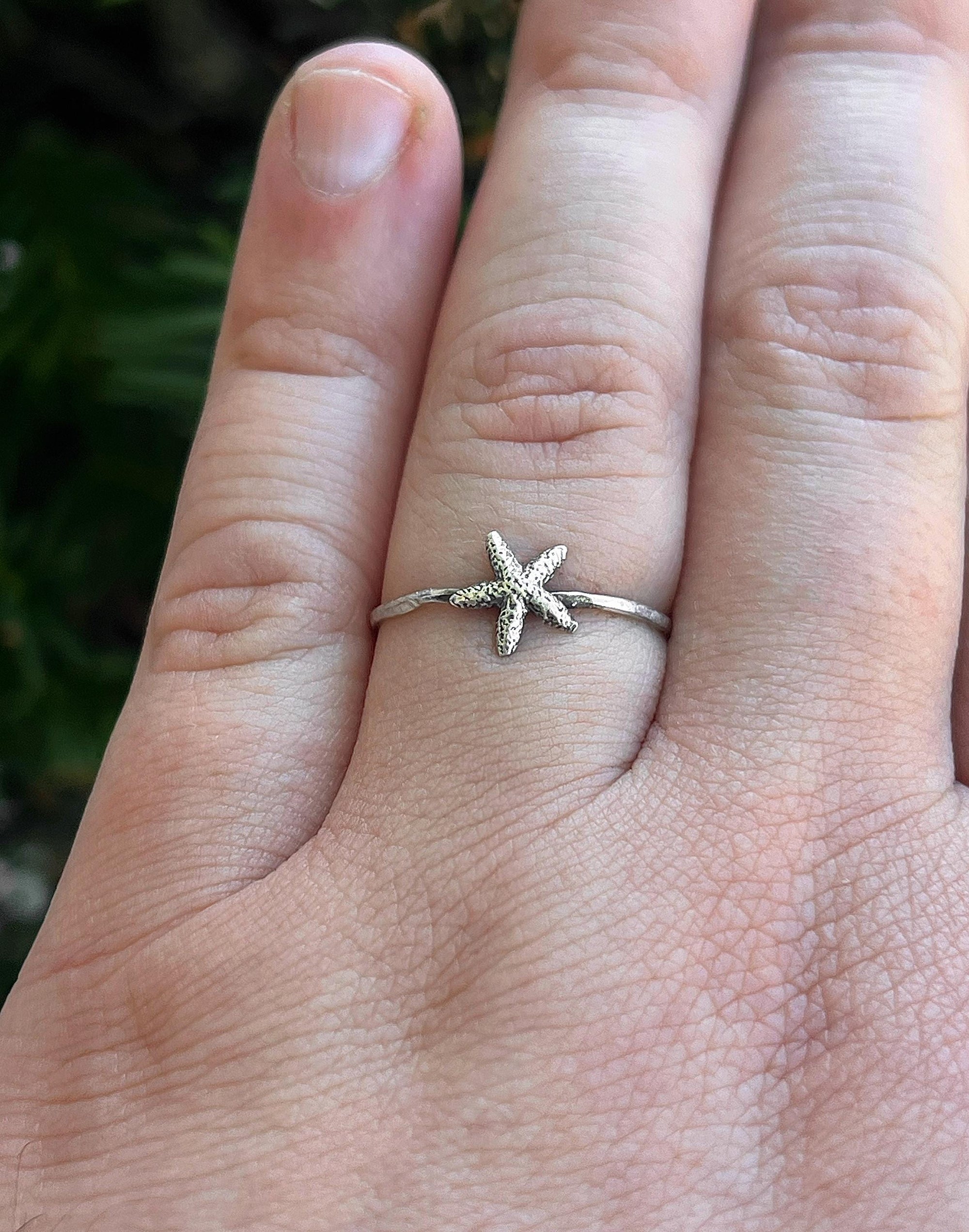 Starfish Stacking Ring | Dainty Sea Life Jewelry | Minimalist Ocean Ring for Beach Lovers | Nautical & Coastal Gift for Her | Marine Ring