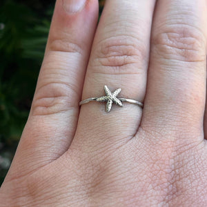 Starfish Stacking Ring | Dainty Sea Life Jewelry | Minimalist Ocean Ring for Beach Lovers | Nautical & Coastal Gift for Her | Marine Ring