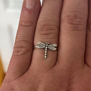 Dragonfly Stacking Ring | Dainty Insect Nature Jewelry | Minimalist Summer Ring for Cottagecore & Garden Lovers | Symbol of Change Ring