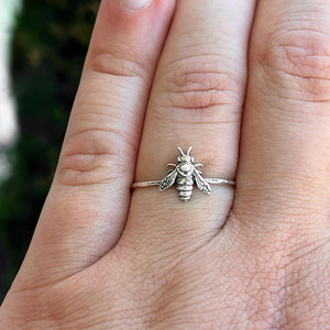 Bumblebee Stacking Ring | Dainty Bee Insect Jewelry | Minimalist Honeybee Ring for Gardeners & Cottagecore Lovers | Nature Inspired Ring
