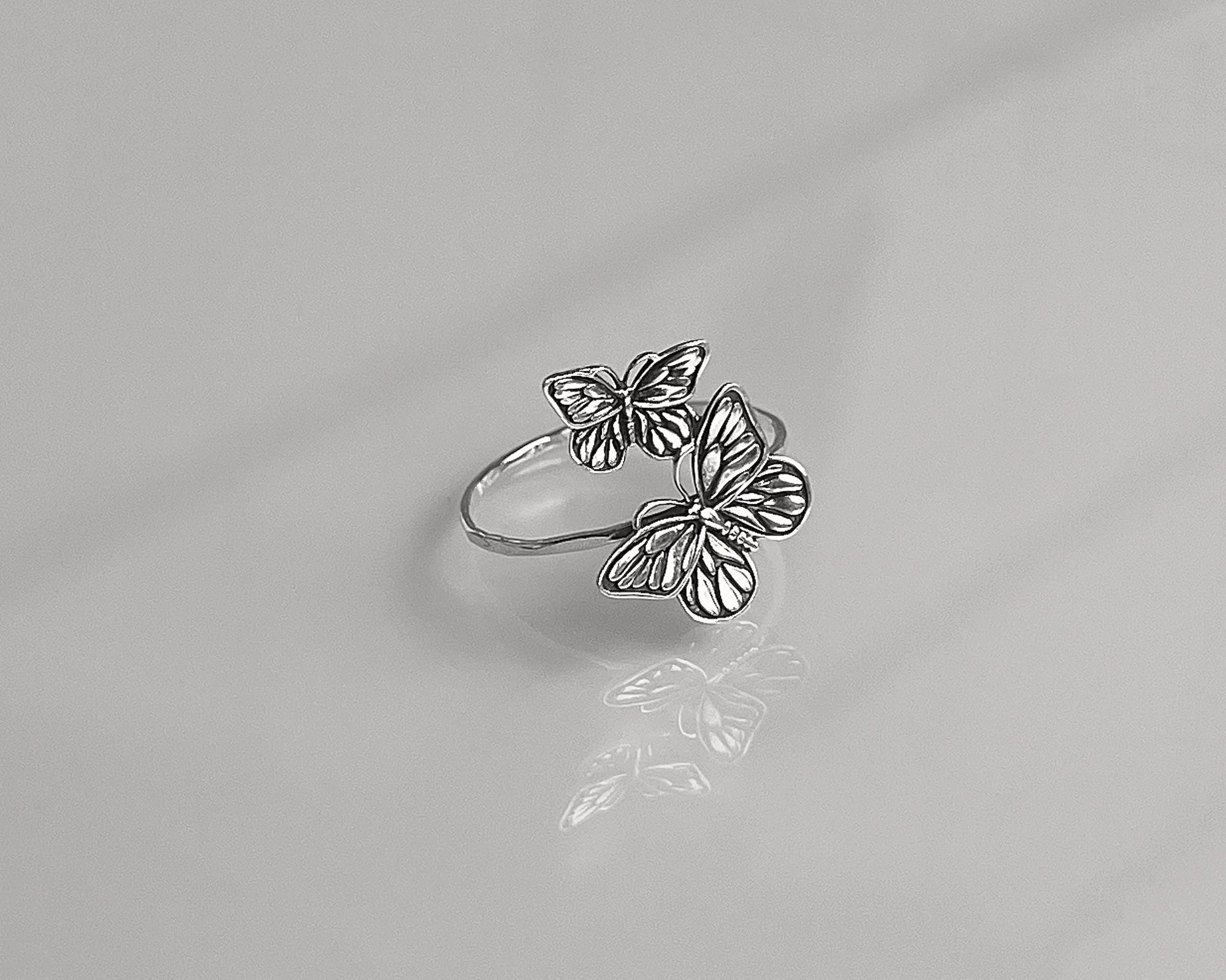 Flying Butterflies Statement Ring | Large Butterfly & Nature Jewelry | Bold Insect Ring for Lovers | Unique Symbol of Transformation Gift