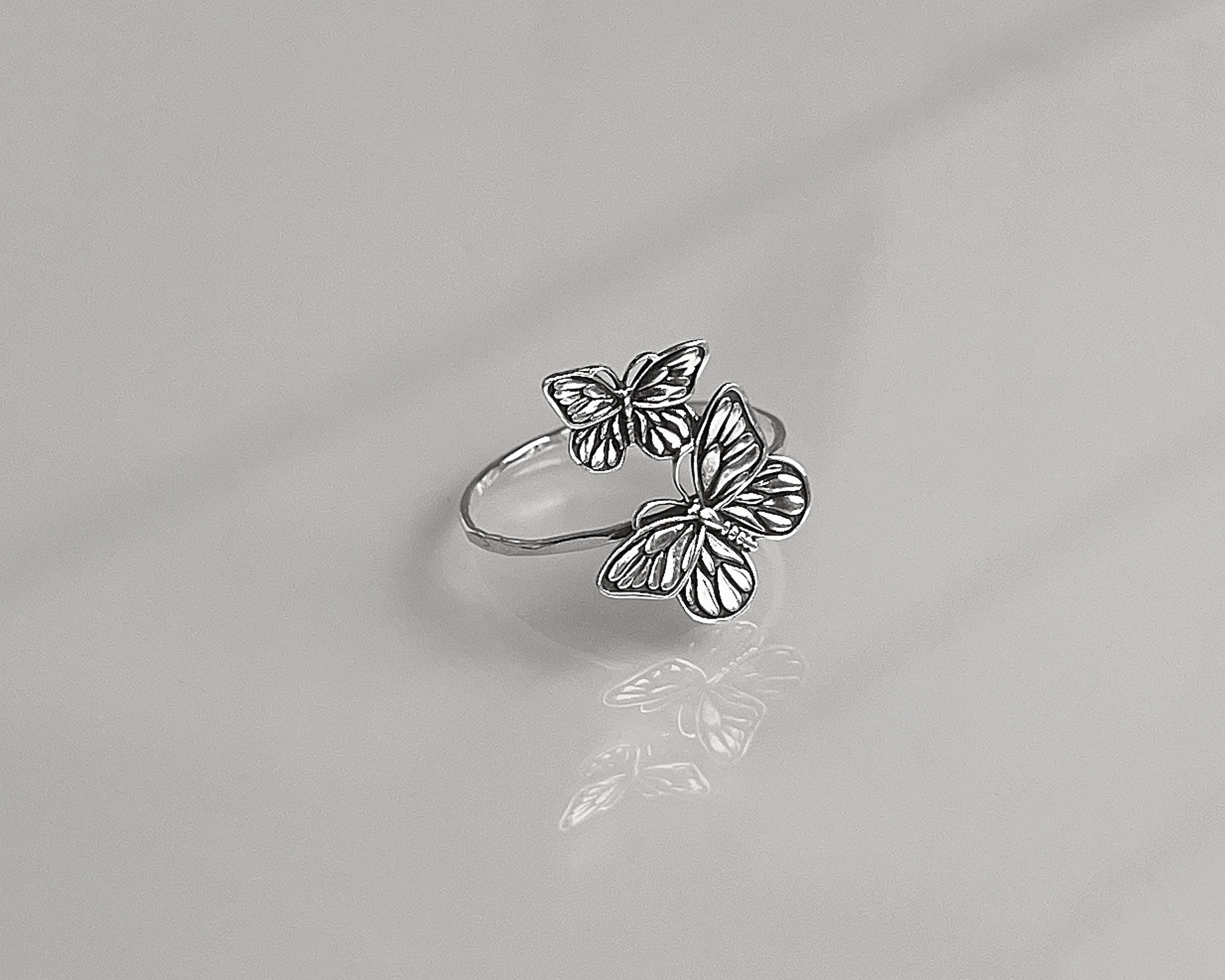 Flying Butterflies Statement Ring | Large Butterfly & Nature Jewelry | Bold Insect Ring for Lovers | Unique Symbol of Transformation Gift
