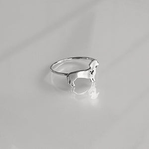 Dachshund Heart Ring | Dainty Dog Pet Memorial Jewelry | Minimalist Wiener Dog Ring for Doxie & Animal Lovers | Dachshund Lover Ring