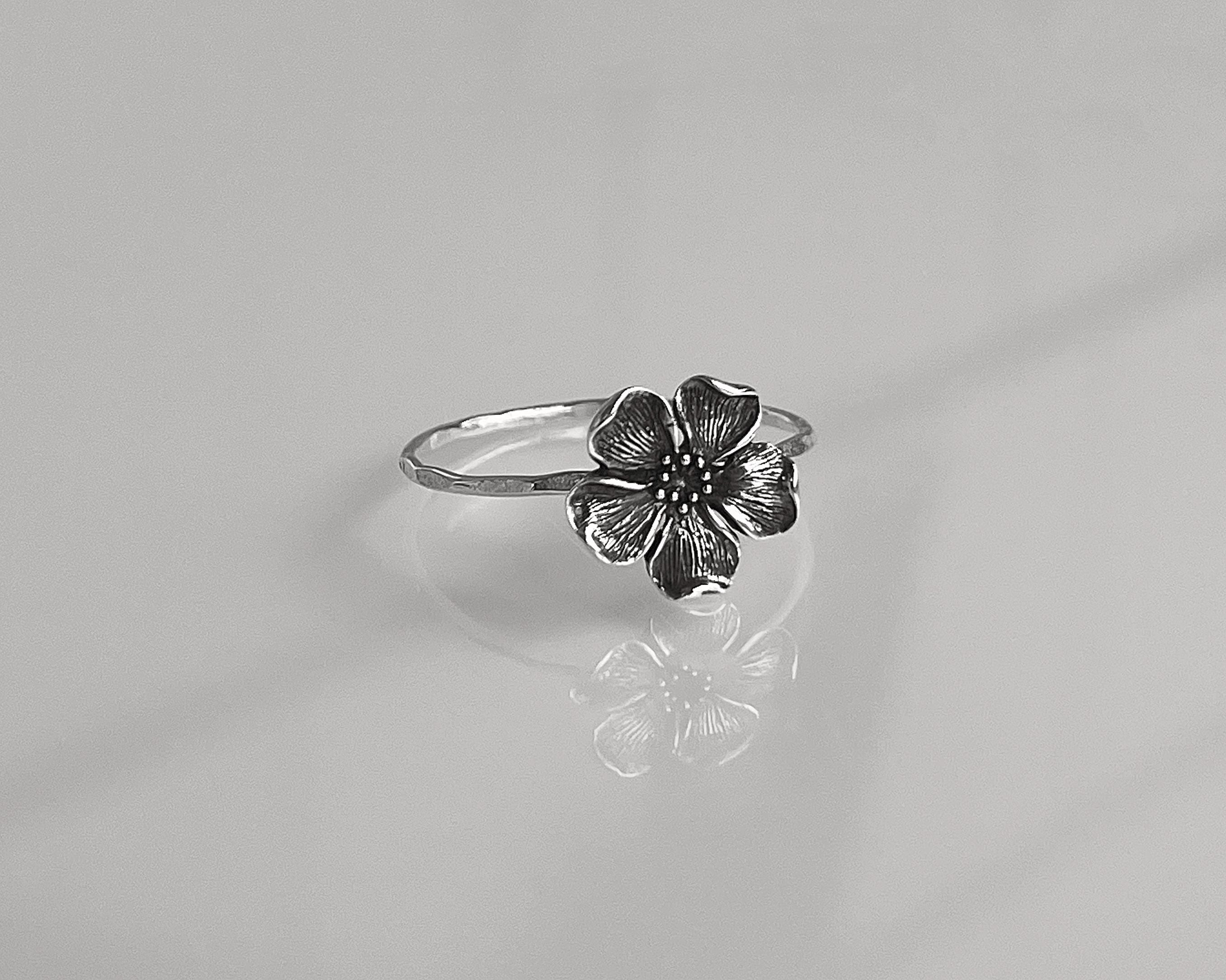 Dogwood Flower Stacking Ring | Dainty Floral & Nature Jewelry | Spring Ring for Gardeners Cottagecore Lovers | Sweet Southern Charm Gift