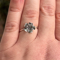 Dogwood Flower Stacking Ring | Dainty Floral & Nature Jewelry | Spring Ring for Gardeners Cottagecore Lovers | Sweet Southern Charm Gift