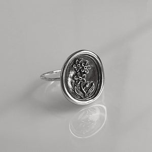 Forget Me Not Ring | Sentimental Memorial Jewelry | Flower Ring for Her | Loss of Loved One & Thinking of You Gift | Myosotis Flower Jewelry