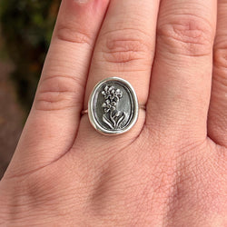 Forget Me Not Ring | Sentimental Memorial Jewelry | Flower Ring for Her | Loss of Loved One & Thinking of You Gift | Myosotis Flower Jewelry