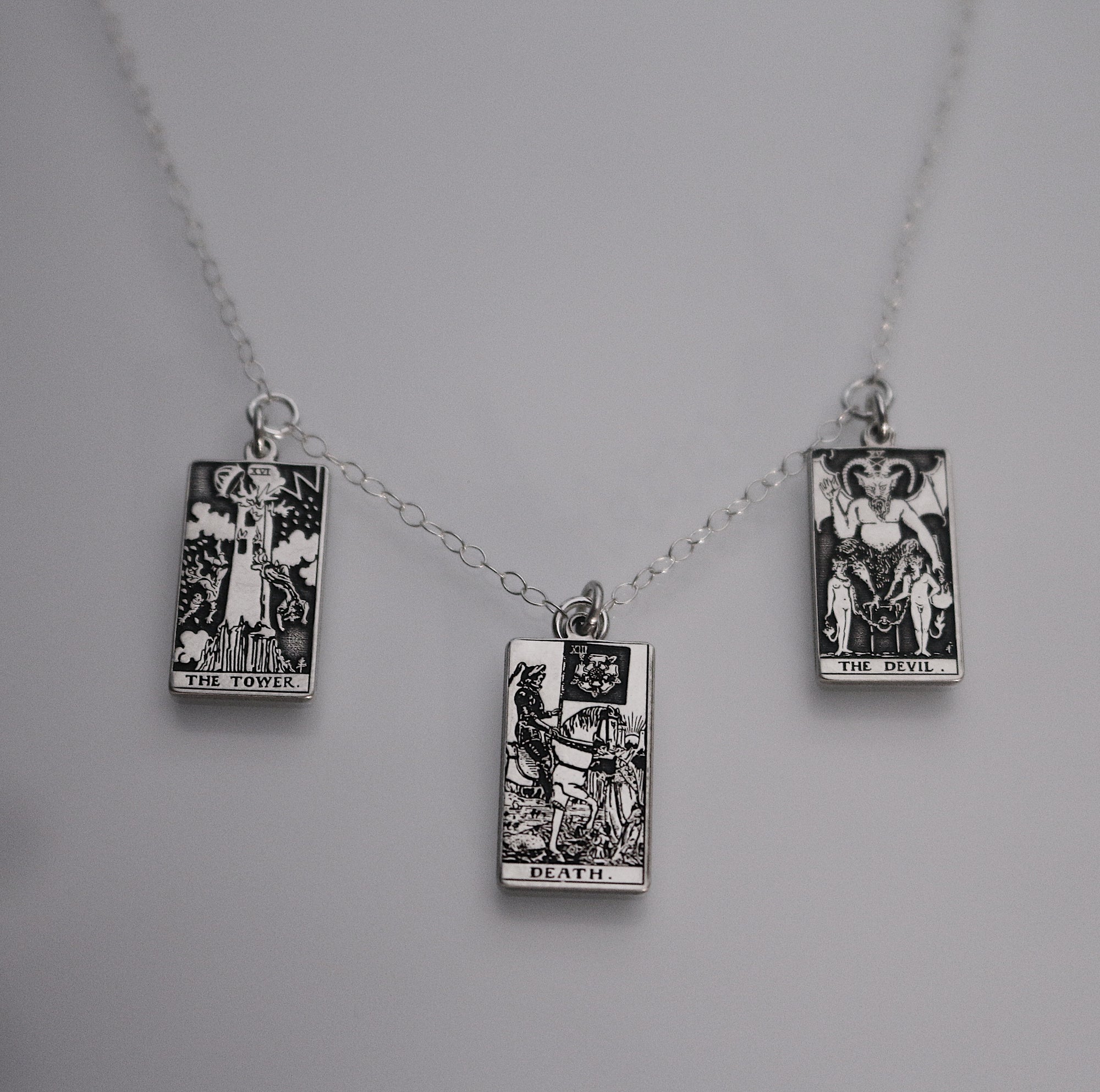 Tarot Card Spread Necklace - Sterling Silver