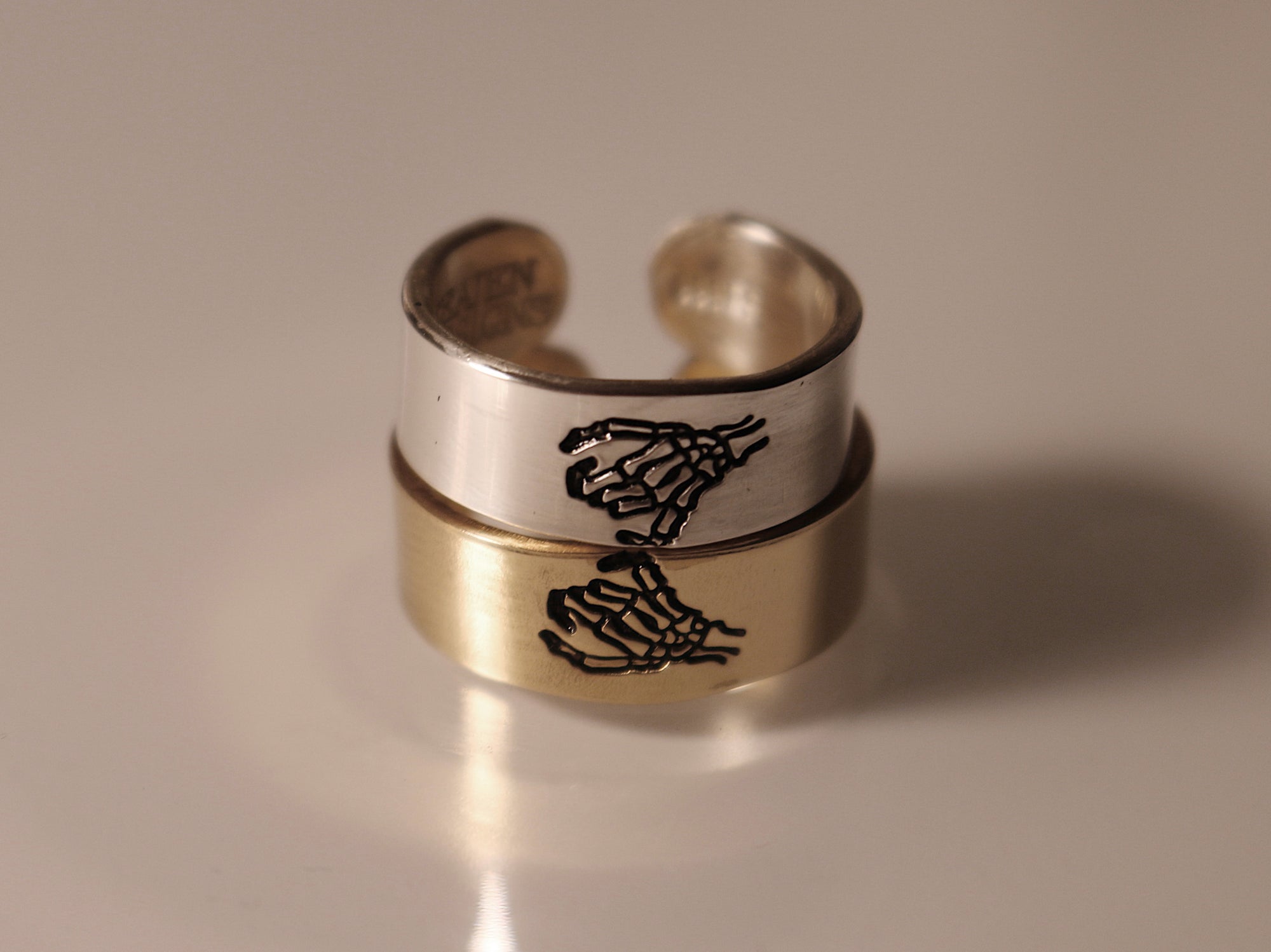 Gold / Silver Double Skeleton Pinky Swear Ring Set