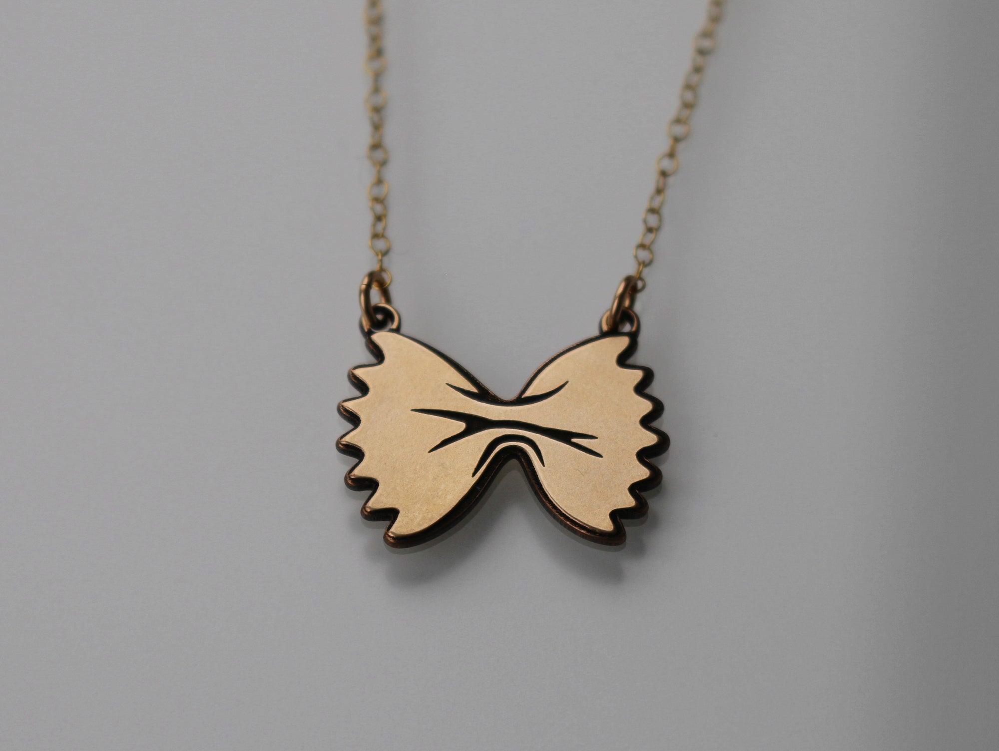 Bow Tie Pasta Necklace - Gold Filled