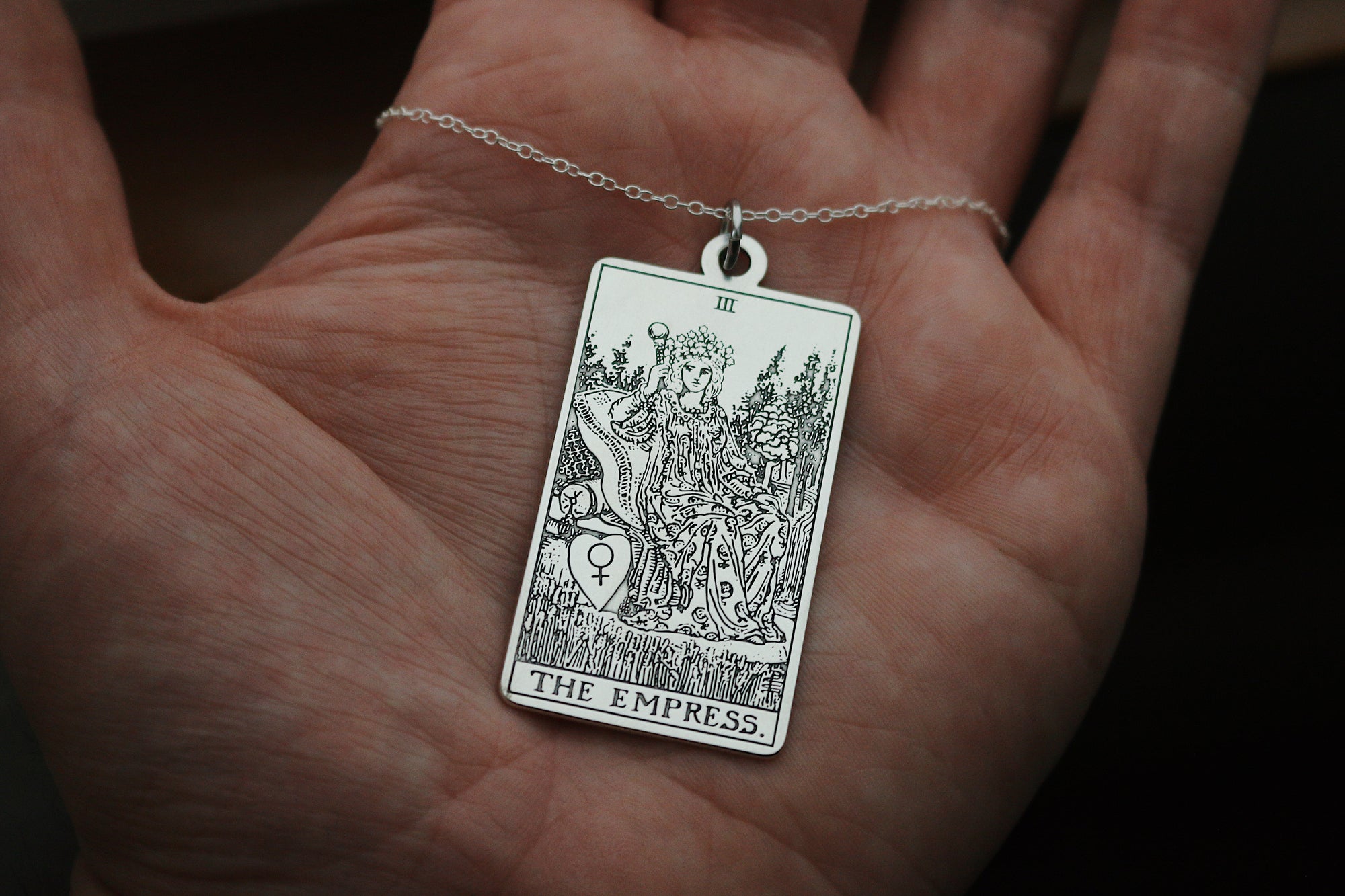 22 CARDS: Extra Large Tarot Card Necklace - Sterling Silver