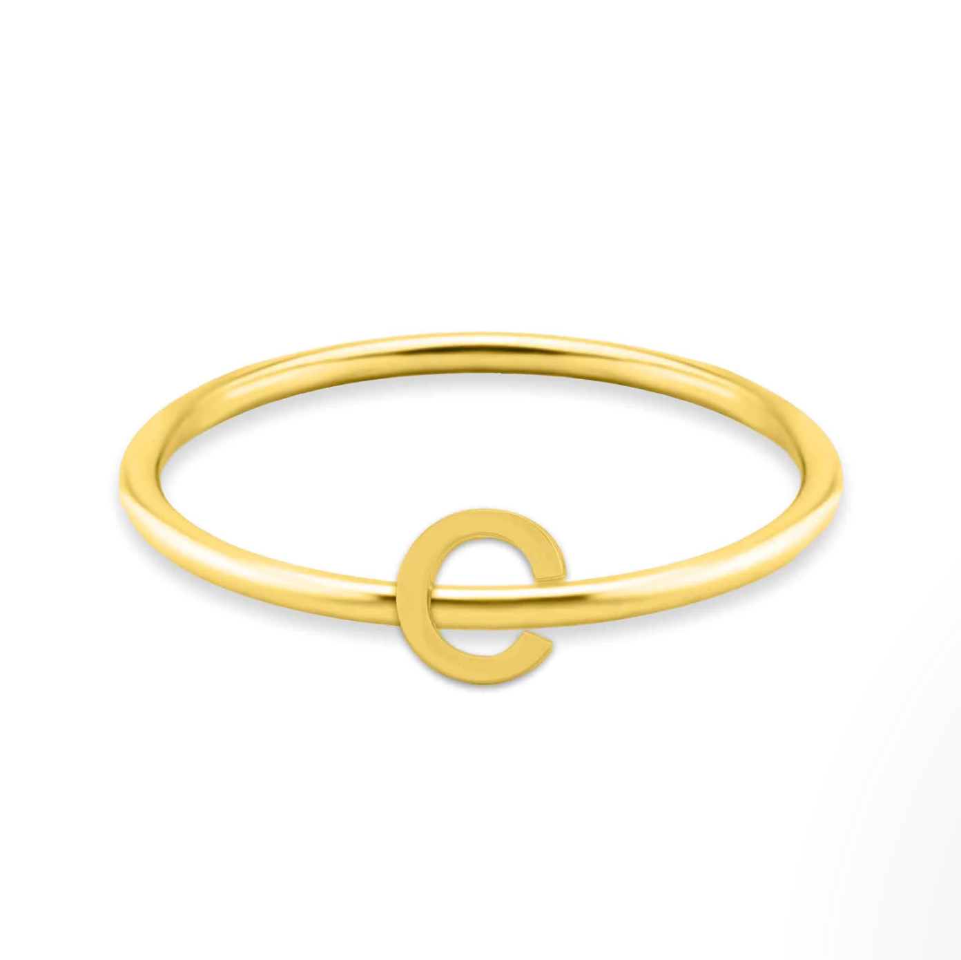 Gold Birthstone and Initial Ring Set