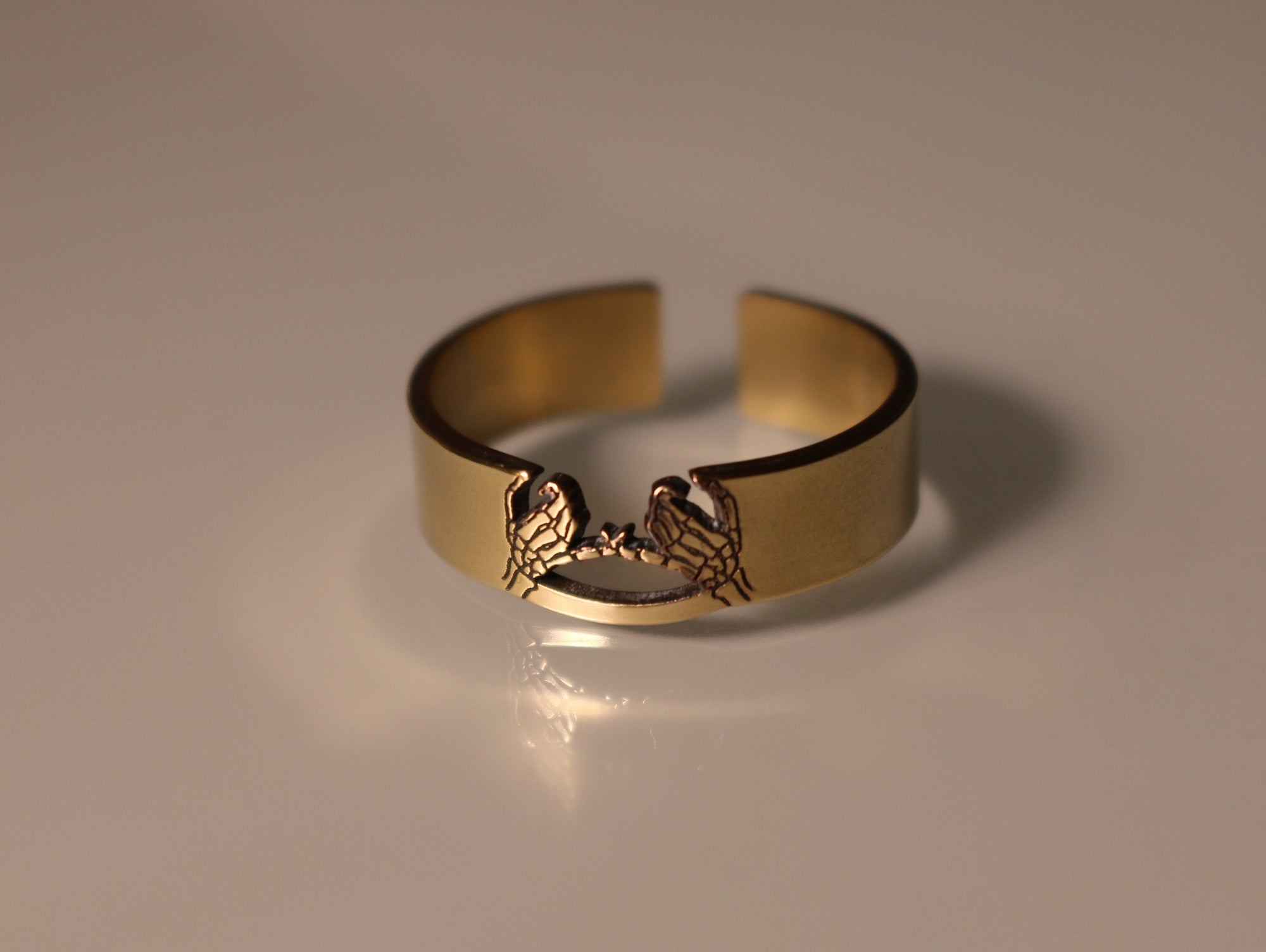 Double Skeleton Pinky Promise Cutout Ring - Gold Filled