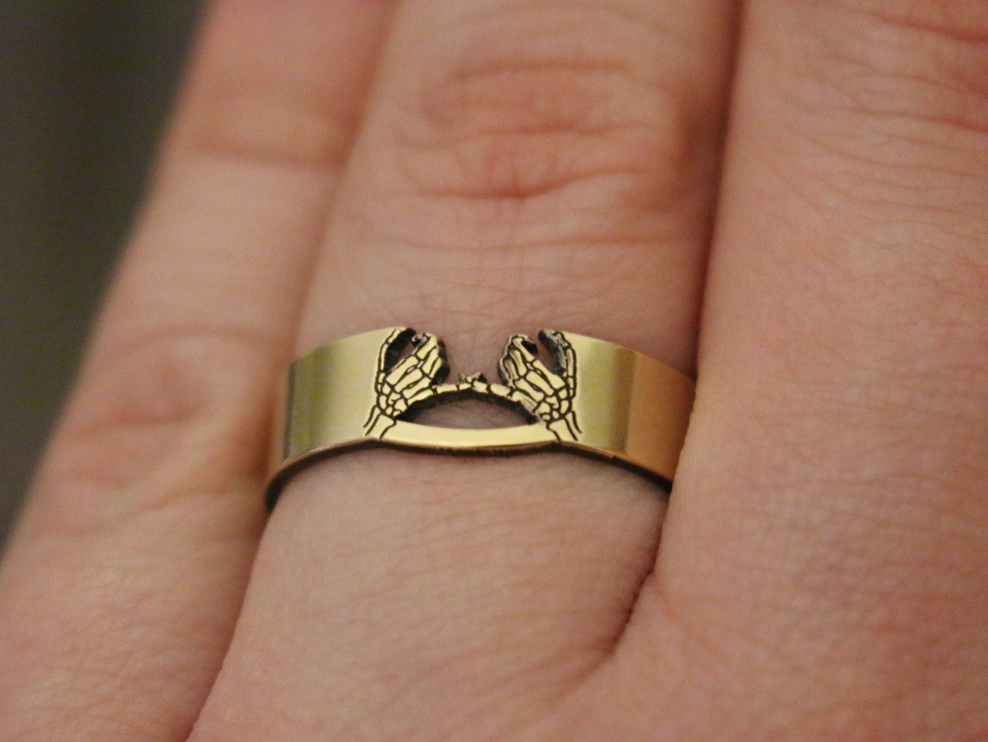 Double Skeleton Pinky Promise Cutout Ring - Gold Filled