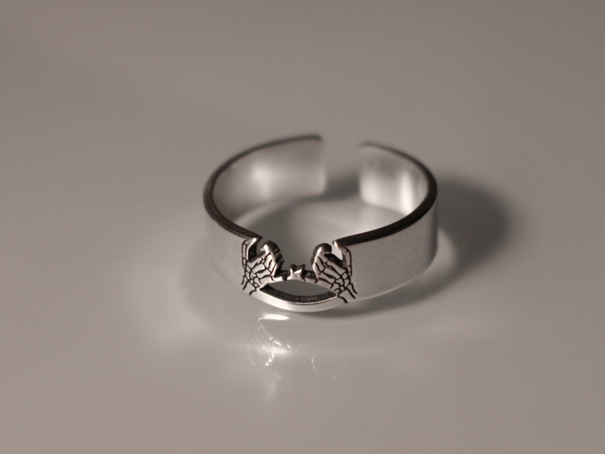Double Skeleton Pinky Promise Cutout Ring - Sterling Silver