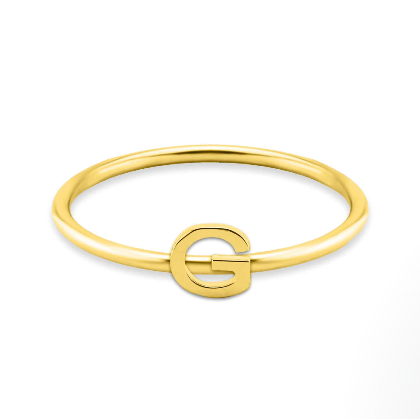 Gold Birthstone and Initial Ring Set