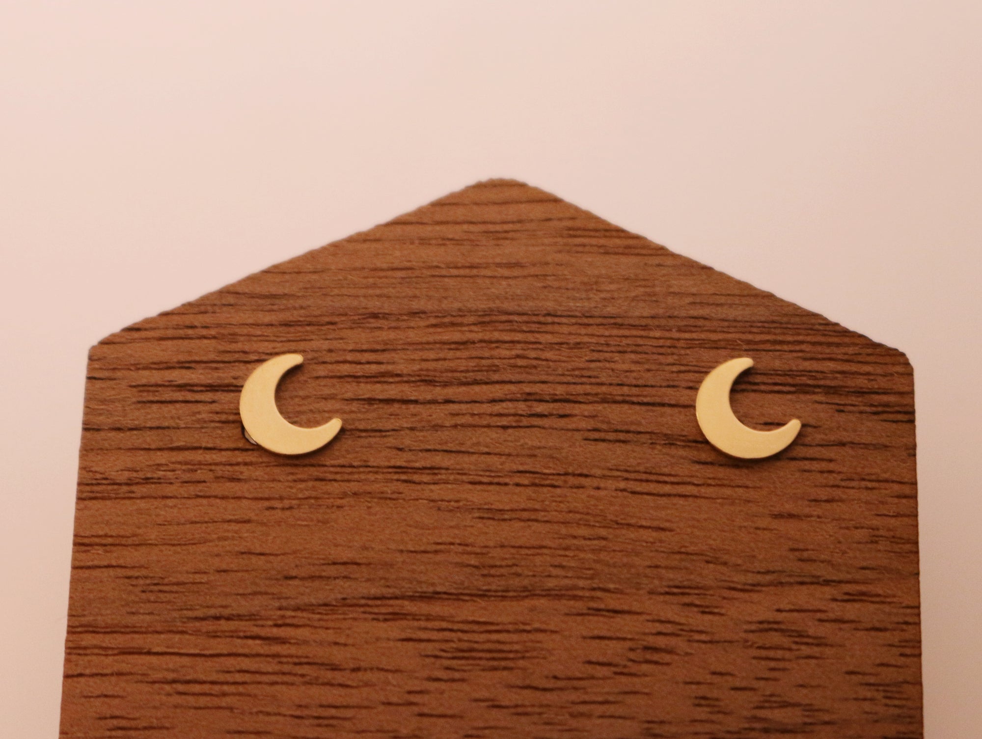 Gold Crescent Moon Stud Earrings