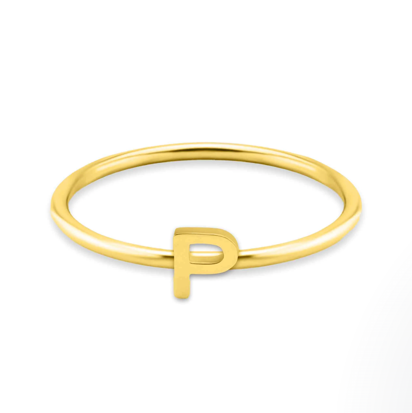 Gold Birthstone and Initial Ring Set