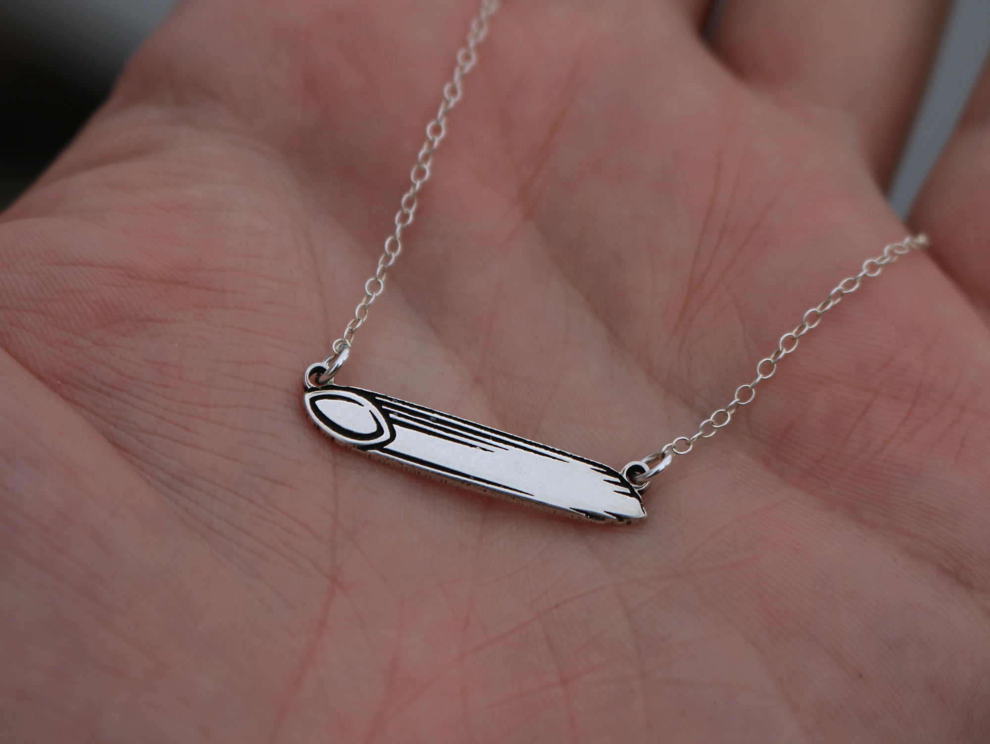 Penne Pasta Necklace - Sterling Silver