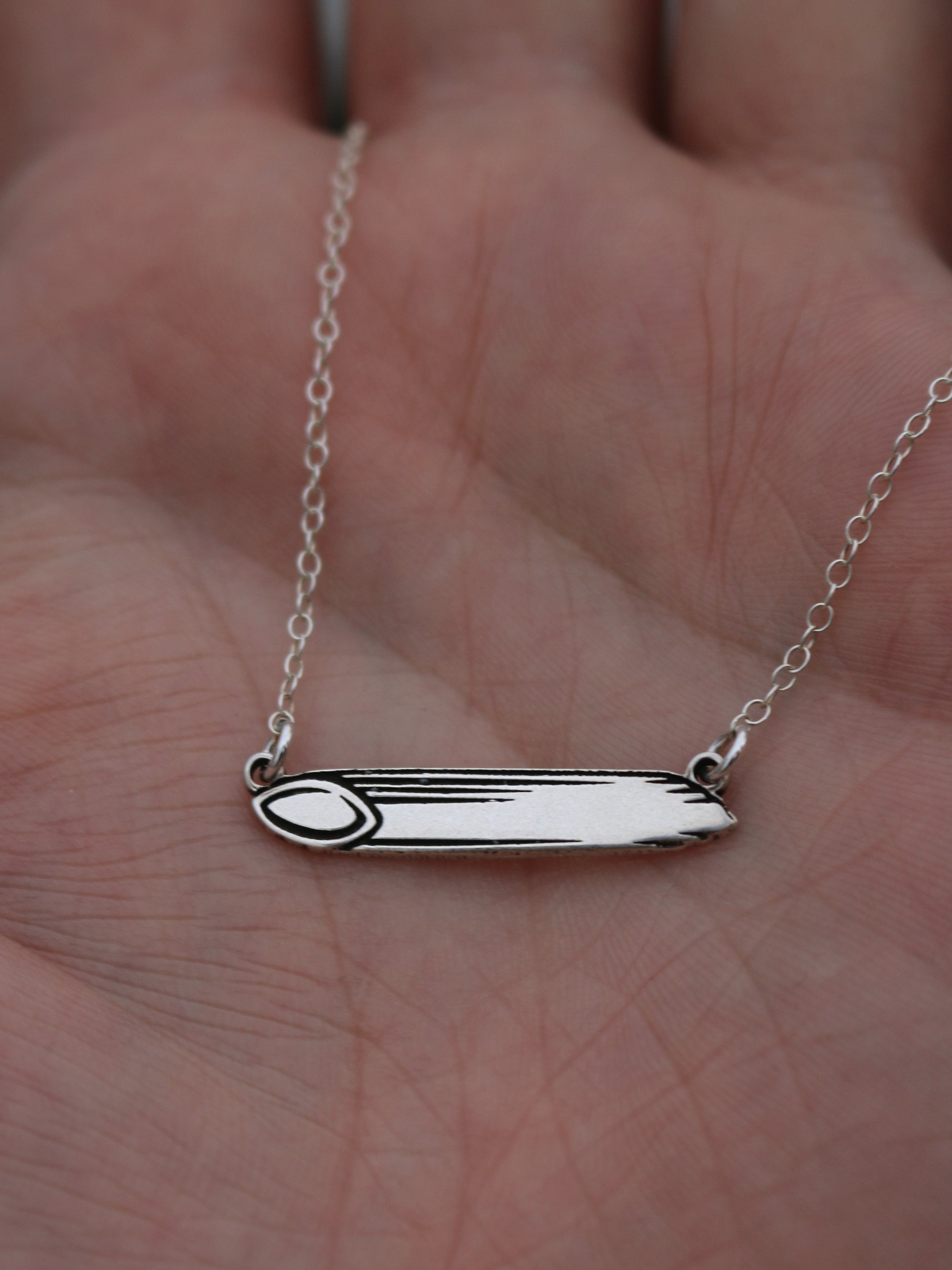 Penne Pasta Necklace - Sterling Silver
