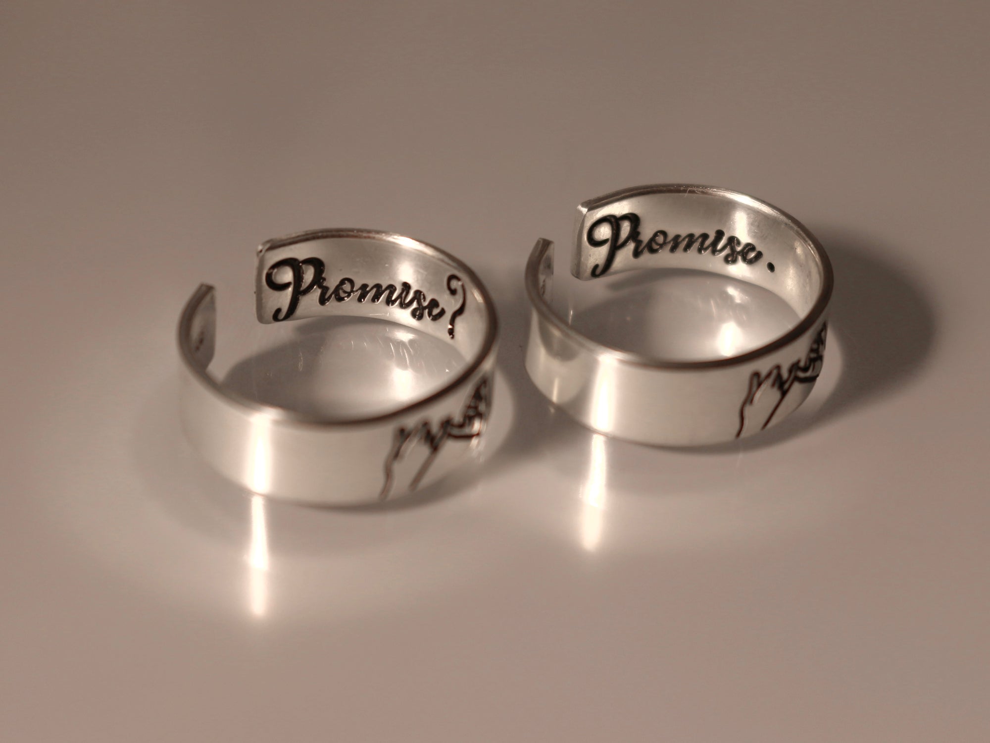 Skeleton Pinky Promise Couple Ring, Friendship Rings, Matching Ring Set, Custom Pinky Swear Initial Ring Set, Best Friend Rings Gift