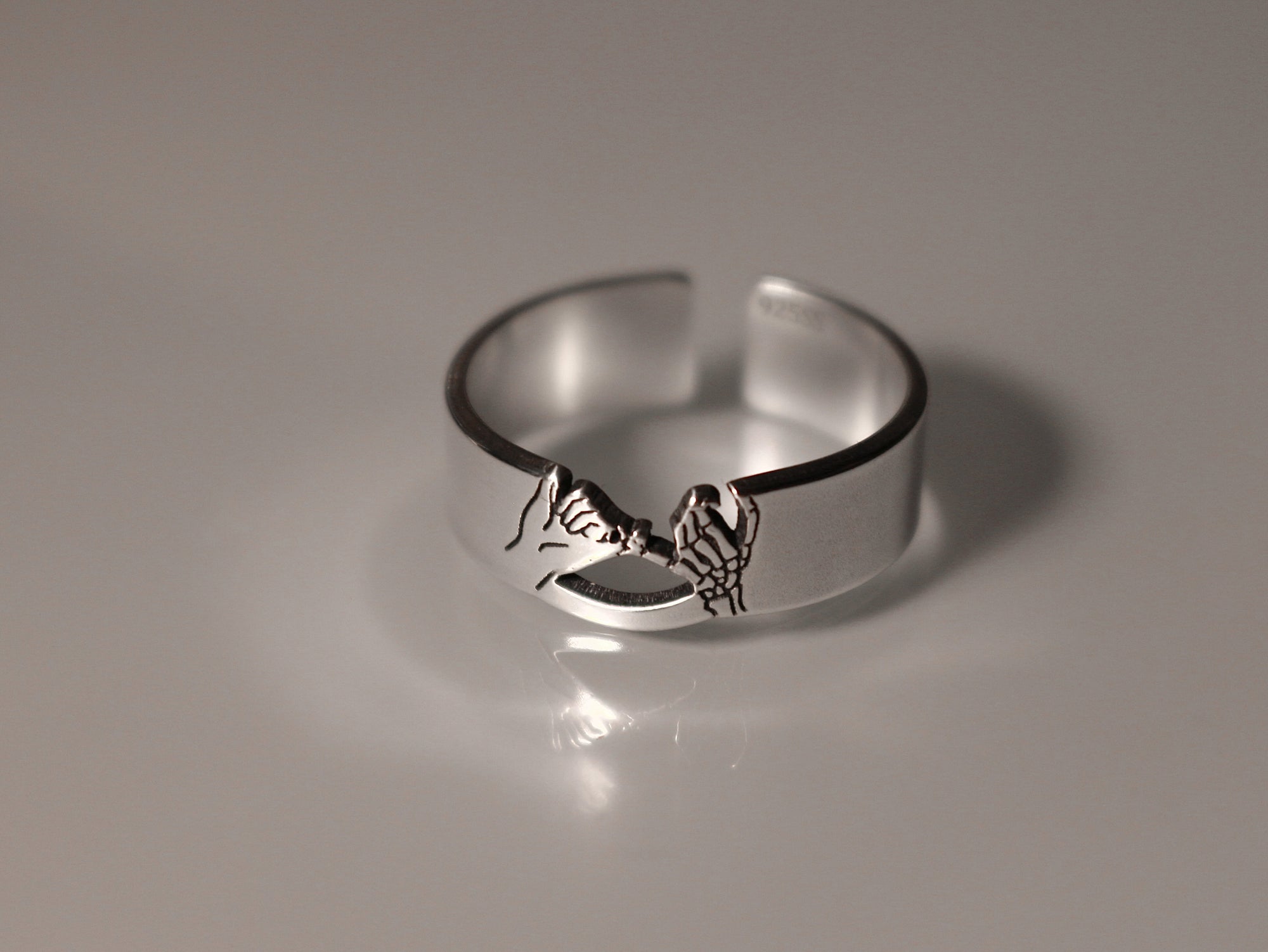 Skeleton Pinky Promise Cutout Ring - Sterling Silver