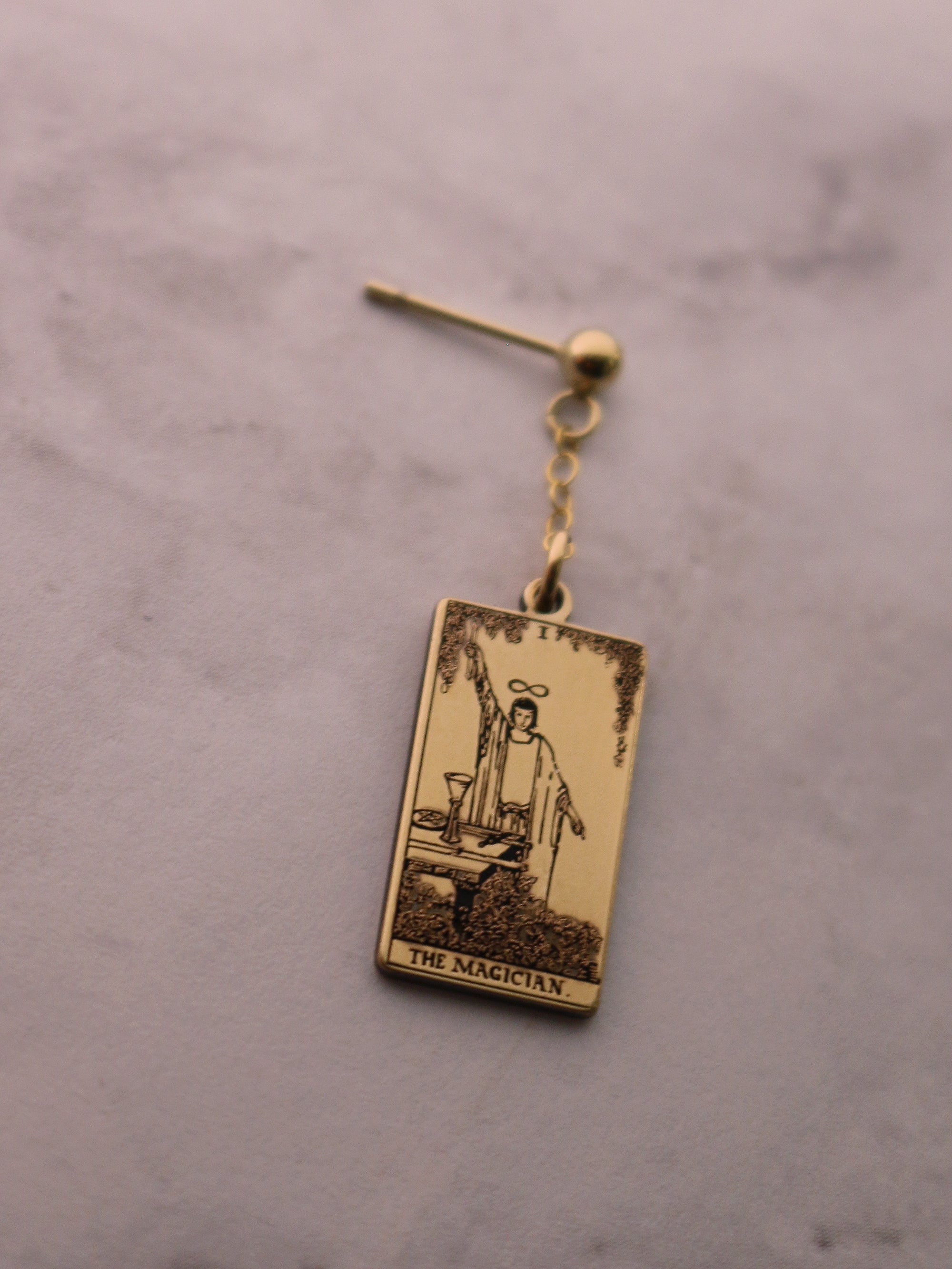 The Major Arcana Tarot Card Dangle Earring - Gold Filled