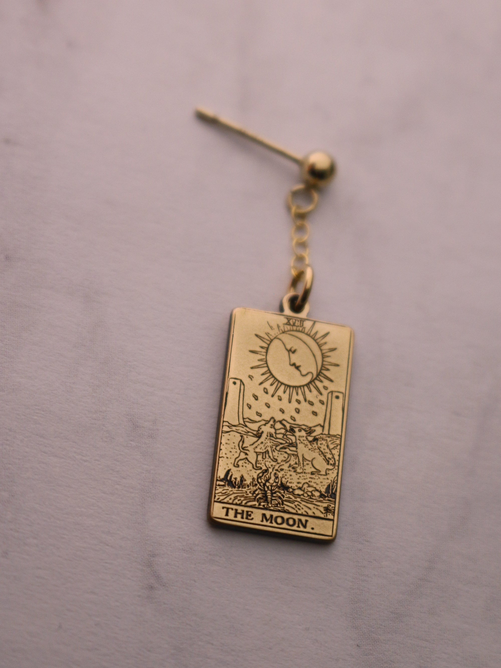 The Major Arcana Tarot Card Dangle Earring - Gold Filled